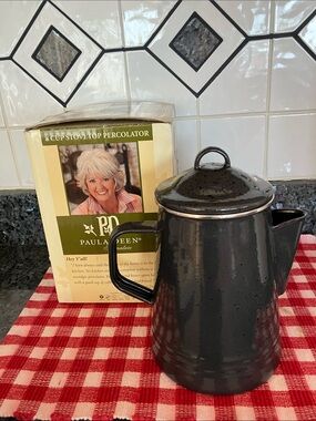 NWT Paula Dean Enamelware Stovetop 8 Cup Coffee Pot Percolator